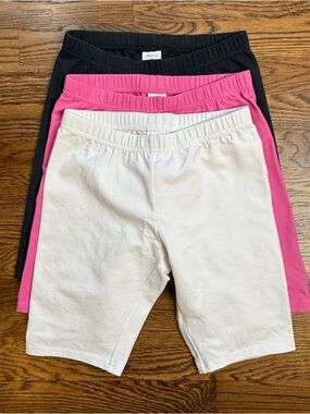 Hanna Andersson Girls Basic Cotton Bike Shorts - White, Pink, Black Bundle 10-12